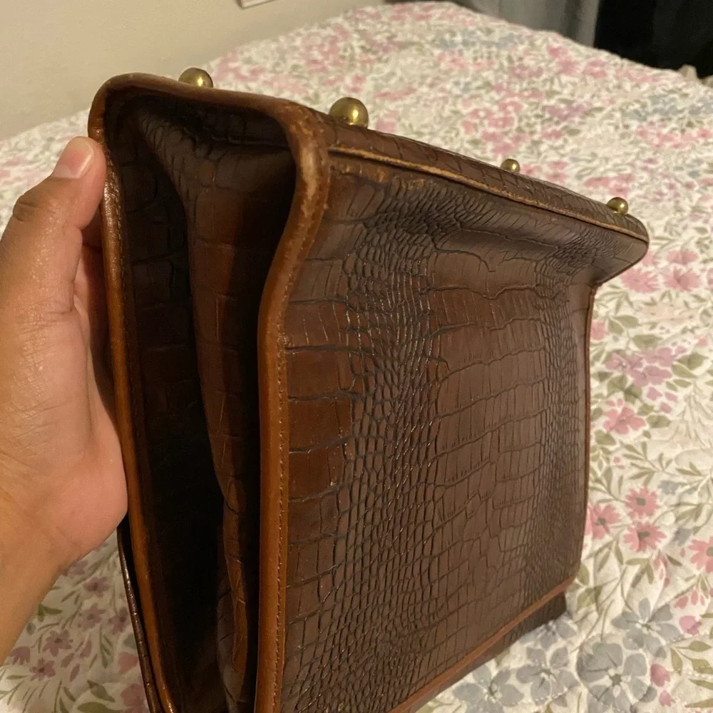 Brahmin Brown Croc-Embossed Satchel - Picture 9 of 12
